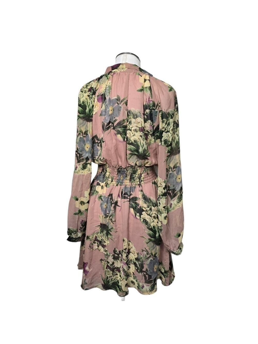 Ninth Wonder Floral Mini Dress Long Sleeves V Neck M - Picture 4 of 8